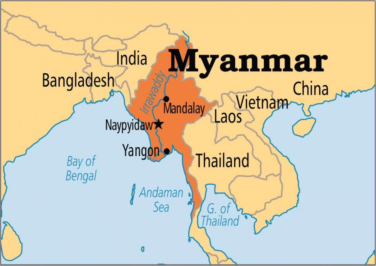 розташування М'янма на карті світу