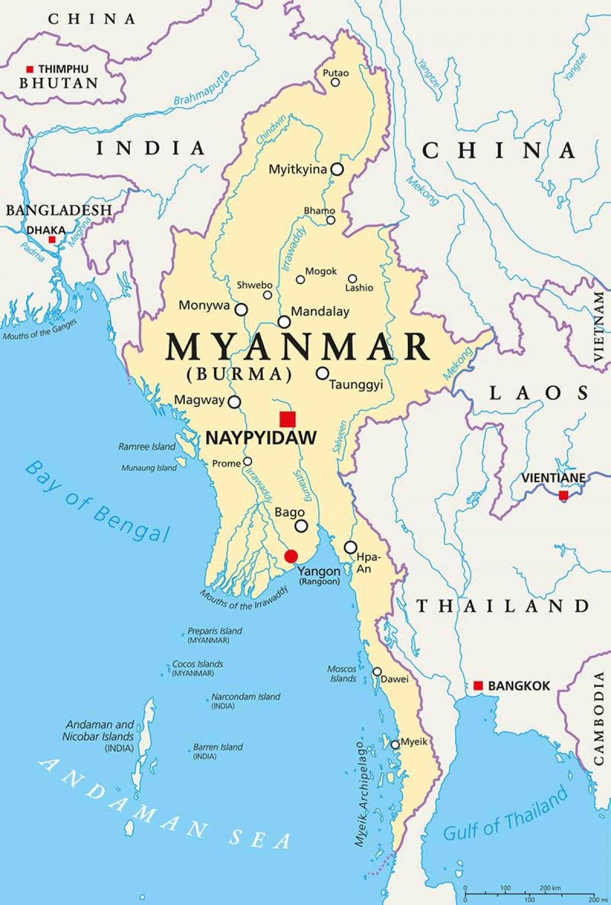 Країна М'янма карті