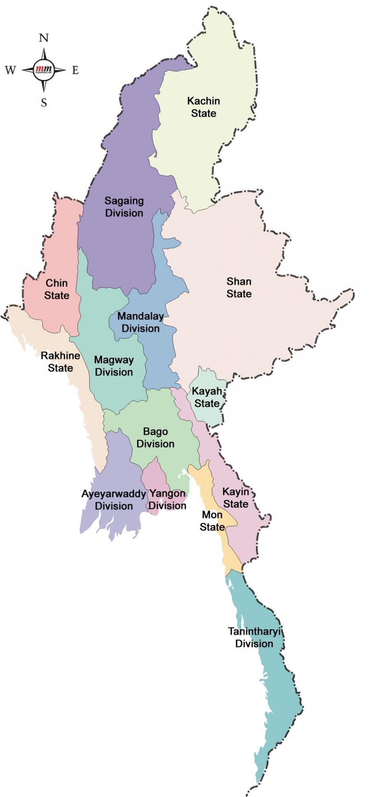 Карта М'янми і держави